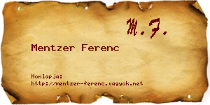 Mentzer Ferenc névjegykártya
